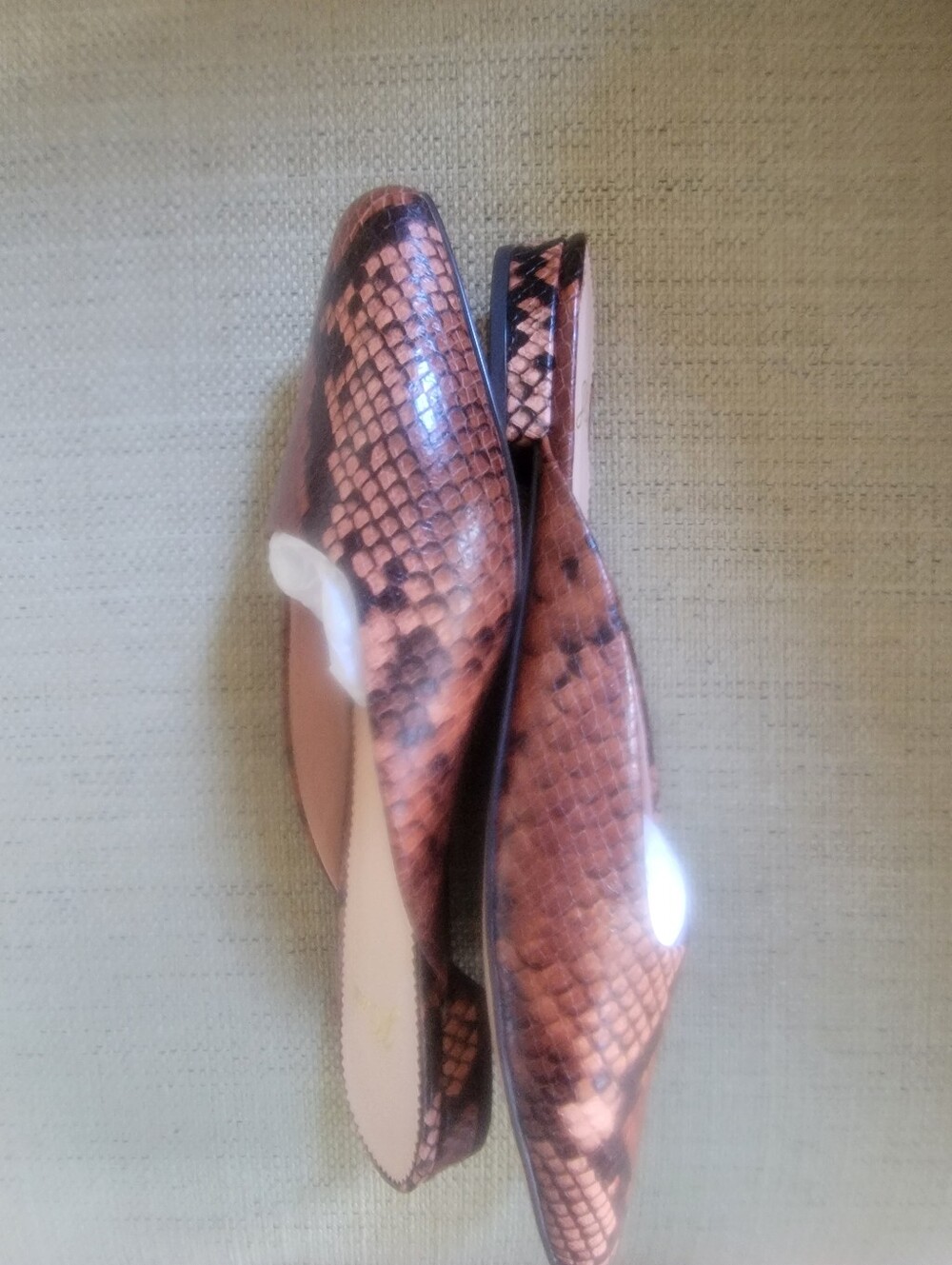 NEVER WORN J. Crew Brown Snakeskin-Print Slip-On Mules - Picture 4 of 6
